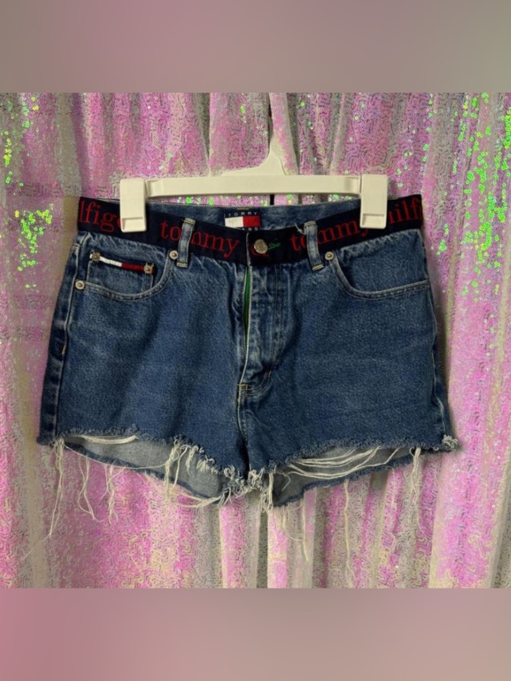Y2K Vintage Tommy Hilfiger Boxer Waistband Jean Shorts Denim 90s Size 9
